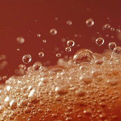 Poster - Bubbles rise in amber liquid