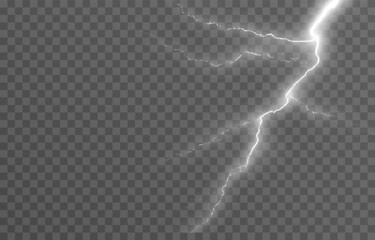 lightning on an isolated transparent background. flash of light, lightning png. thunderstorm, natura