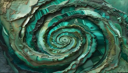 Wall Mural - Intricate Malachite-Inspired Artwork with Swirling Green Patterns and Rich Textural Depth