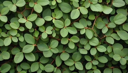 Wall Mural - Symmetrical arrangement of soft, fuzzy green leaves showcasing natural beauty and texture