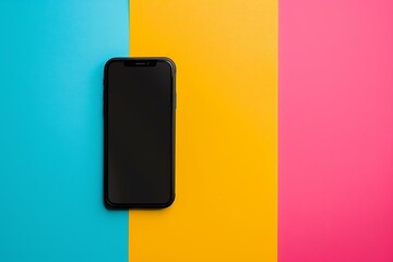 Canvas Print - Black Smartphone on Colorful Background