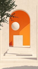 Poster - Minimalist Abstract Arch with Sphere and Platform