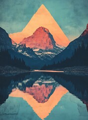 Poster - Mountain Reflection in Lake at Sunset