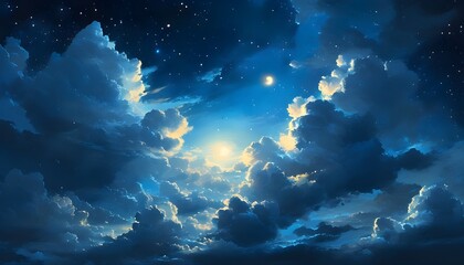 Wall Mural - Celestial wonder of Earth and moon illuminated by starlight amidst a dark sky, showcasing the tranquil beauty of the universe and its cosmic mysteries