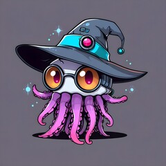 Sticker - Cute Octopus Wizard