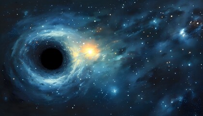 Wall Mural - Mystical black hole surrounded by stars in a vast cosmic landscape, perfect for adventures through the galaxy and explorations of the universes mysteries