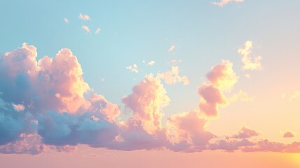 Wall Mural - soft pastel sky with light clouds during the golden hour at sunset