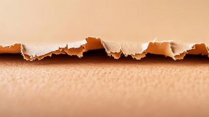 Close-up of a ripped piece of brown paper.