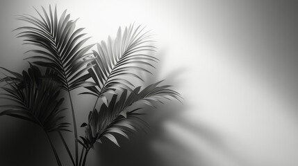 Poster - Lush green palm leaves framing a serene, sandy backdrop in natural light