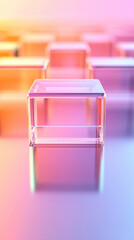 Sticker - A single glass cube in a field of others, bathed in vibrant light.