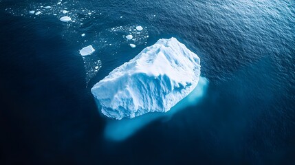 Wall Mural - an aerial view of an iceberg floating in the water, showcasing its massive size and intricate detail
