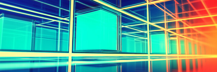 Wall Mural - Abstract neon lights create a futuristic feel in this 3D rendering.