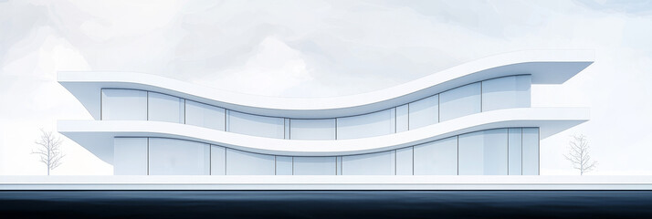 Poster - Modern white building with curved lines.