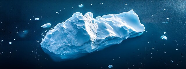 Wall Mural - an aerial view of an iceberg floating in the water, showcasing its massive size and intricate detail