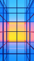 Poster - Abstract view of a grid of windows with a colorful gradient.