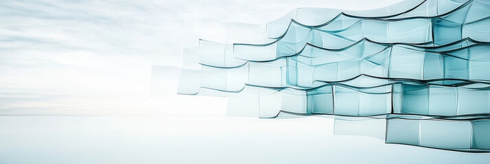 Canvas Print - Abstract glass structure against a cloudy sky.