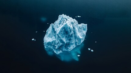Wall Mural - an aerial view of an iceberg floating in the water, showcasing its massive size and intricate detail