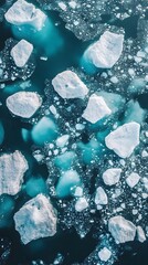Wall Mural - an aerial view of an iceberg floating in the water, showcasing its massive size and intricate detail