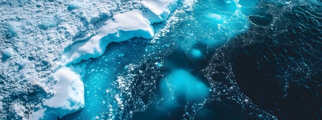 an aerial view of an iceberg floating in the water, showcasing its massive size and intricate detail