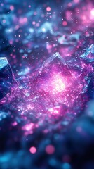 Wall Mural - Abstract Crystal Landscape with Glowing Lights