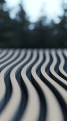 Sticker - Abstract background with wavy lines and blurred forest in the background.