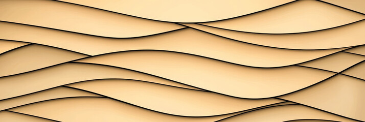 Canvas Print - Abstract wavy pattern in beige and black.