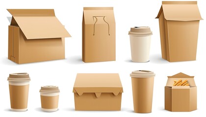 collection of various cardboard boxes on white background. each one is shot separately