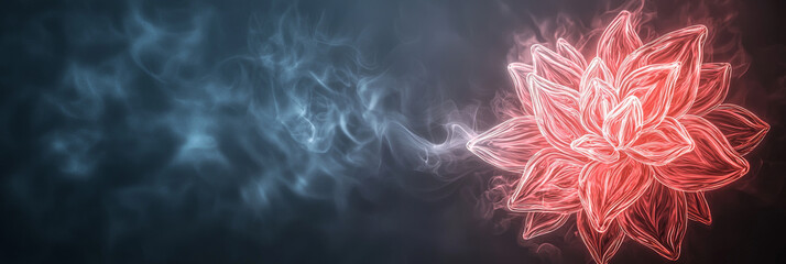 Poster - Glowing flower with smoke, abstract art