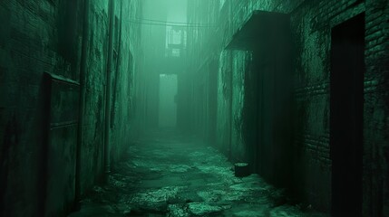 Canvas Print - Dark and Foggy Alleyway in the City