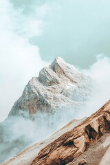 Poster - Mountain Peak Covered in Clouds