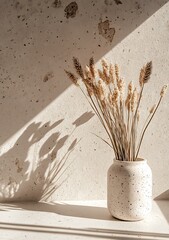 Sticker - Beige Vase with Dried Pampas Grass and Shadow