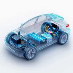 Electric Car Cutaway    D Render