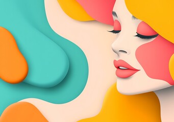 Poster - Abstract Woman with Colorful Shapes