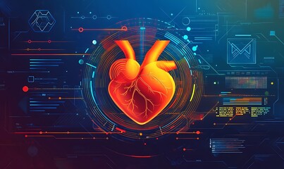 Wall Mural - Digital Heartbeat: A Visual Representation of Cardiovascular Health