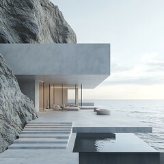 Poster - Modern Architecture House Cliffside Minimalist Design