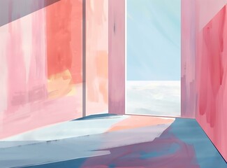 Poster - Abstract Painting of a Room with a View