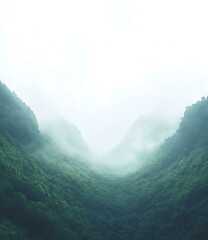 Poster - Misty Mountain Valley Landscape