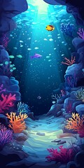 Wall Mural - Underwater Scene With Colorful Coral Reefs