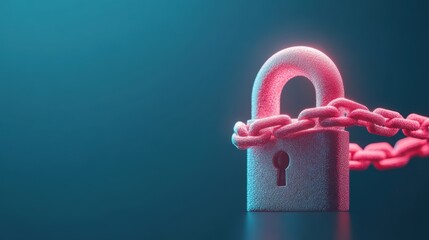 Poster - A lock icon with a glowing chain, symbolizing strong security and protection.