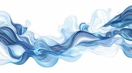 Wall Mural - Abstract zentangle design featuring flowing waves in varying shades of blue on a white background, generative ai. Zentangle. Illustration