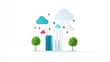 © MAY - A simplified diagram illustrating the architecture of a cloud based infrastructure, including virtual machines, storage services, and load balancers.