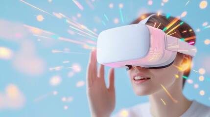 Poster - A person using a VR headset, seamlessly connected to a 5G network for immersive experiences.