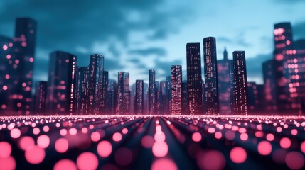 Wall Mural - A futuristic cityscape constructed entirely within a virtual world, illustrating the boundless possibilities of the metaverse.