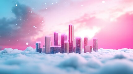 Wall Mural - A futuristic cityscape constructed entirely within a virtual world, illustrating the boundless possibilities of the metaverse.