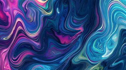 Wall Mural - Abstract background with colorful paint swirling and mixing together, creating a marble effect with various shades of blue, pink, and purple