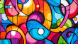 © Thiago - Abstract graffiti art vibrant colors and bold shapes, street art, graffiti, urban art. Graffiti Stencil. Illustration