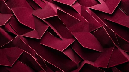 Intricate dark red paper shapes create a modern abstract background with luxurious textures and patterns. Perfect for creative projects