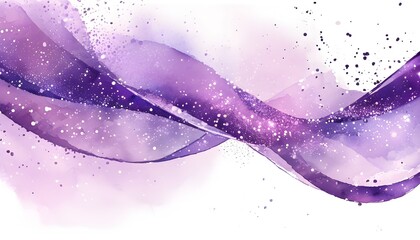 Wall Mural - Mesmerizing purple watercolor waves adorned with shimmering glitter effects