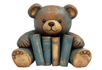 Wall Mural - a teddy bear holding books. 