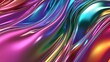 © Enigma - Mesmerizing abstract wave of colorful liquid with holographic foil effect. Swirling rainbow paint forms vibrant shapes in shiny metallic texture. Blend of art and tech in modern design